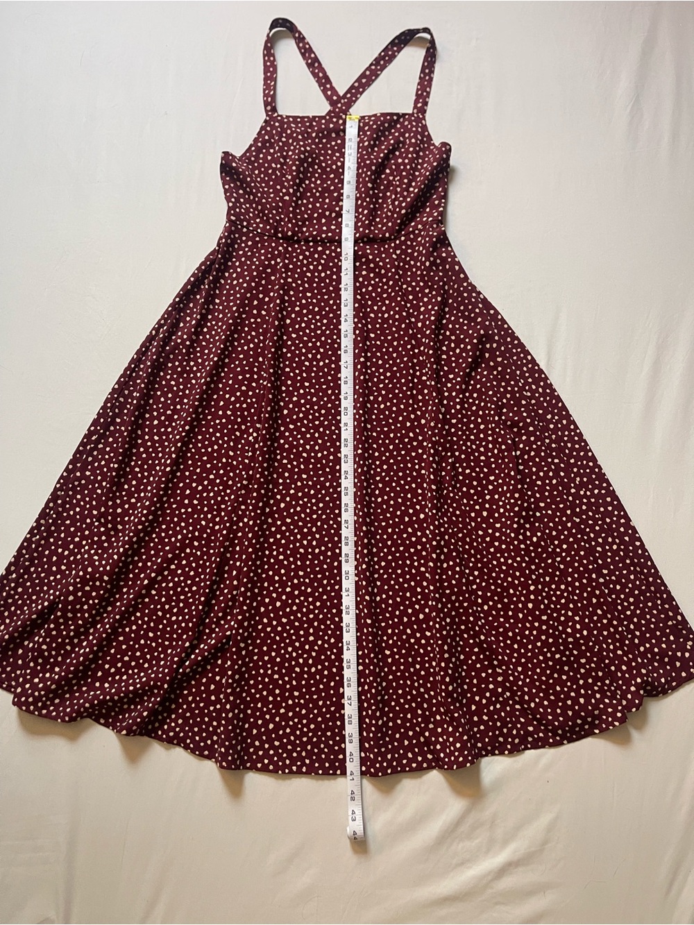 Kimchi Blue Burgundy Polka Dot Midi Dress - Picture 7 of 12